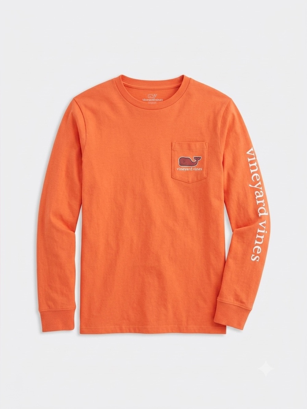 Vineyard Vines Youth Medium (12-14) Long Sleeve Whale Tee - Orange | Football